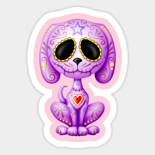 Purple Zombie Sugar Skull Puppy Dog Sticker